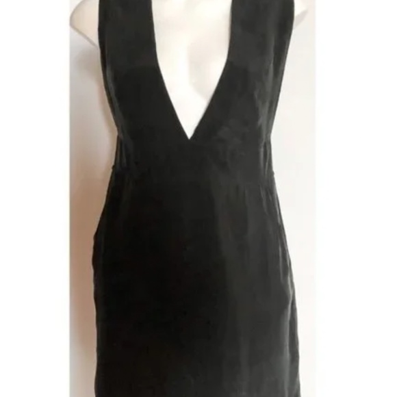 ANINE BING Deep V Washed Silk Cocktail Dress Size S / M Black - Picture 3 of 9
